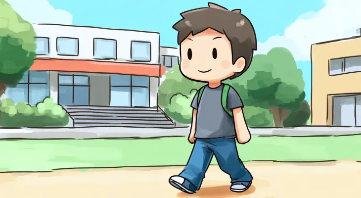 ウォーキングをする男の子のイラスト